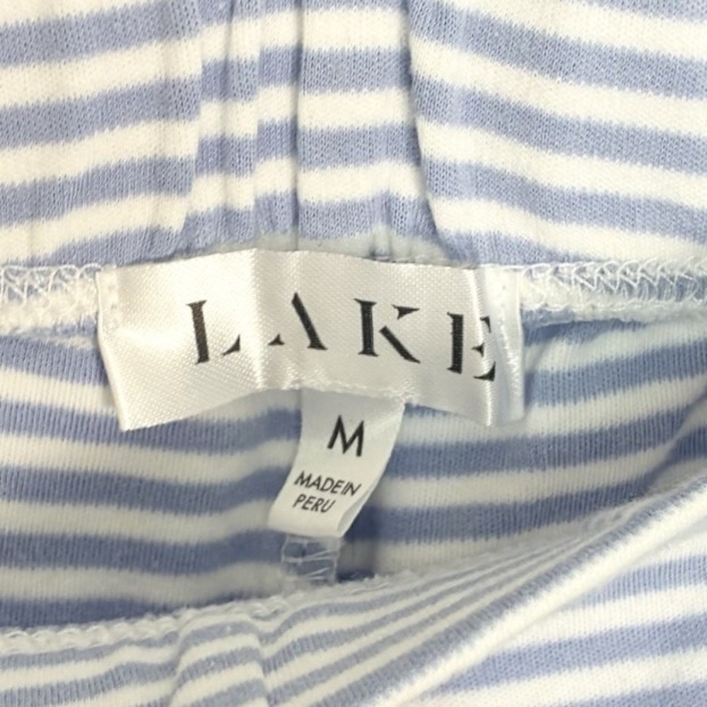 LAKE Pajamas 100% Pima Cotton Long Sleeve Pants Set Hydrangea Striped Medium - Picture 8 of 8
